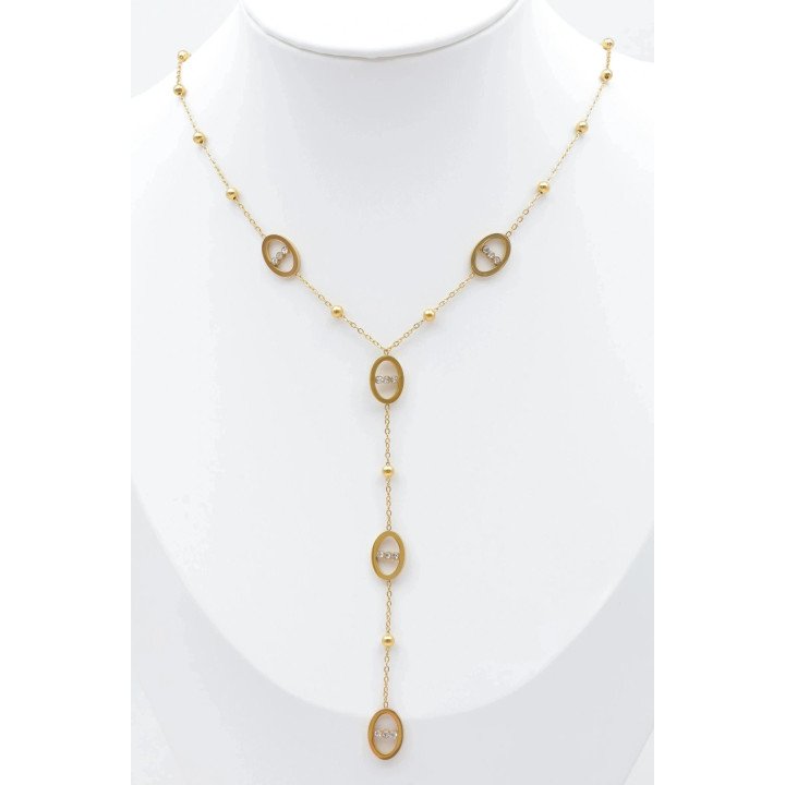 Collier plongeant maille marine en acier doré