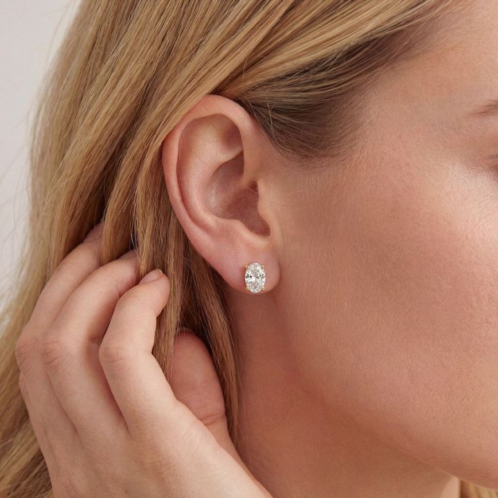 Boucles d'oreilles puces ovales 6 mm en acier
