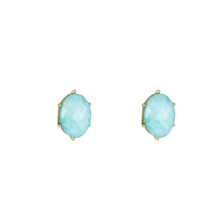Boucles d'oreilles puces vert bleu amazonite