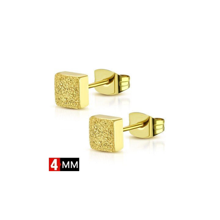 Boucles d'oreilles carrées en acier couleur or