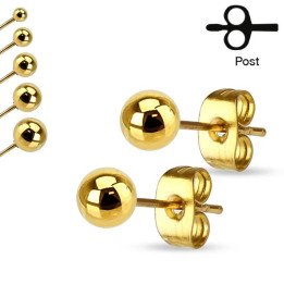 Boucles d'oreilles boules en acier couleur or