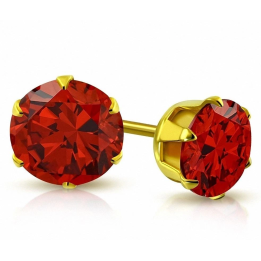 Boucles d'oreilles rouge bijou en acier doré