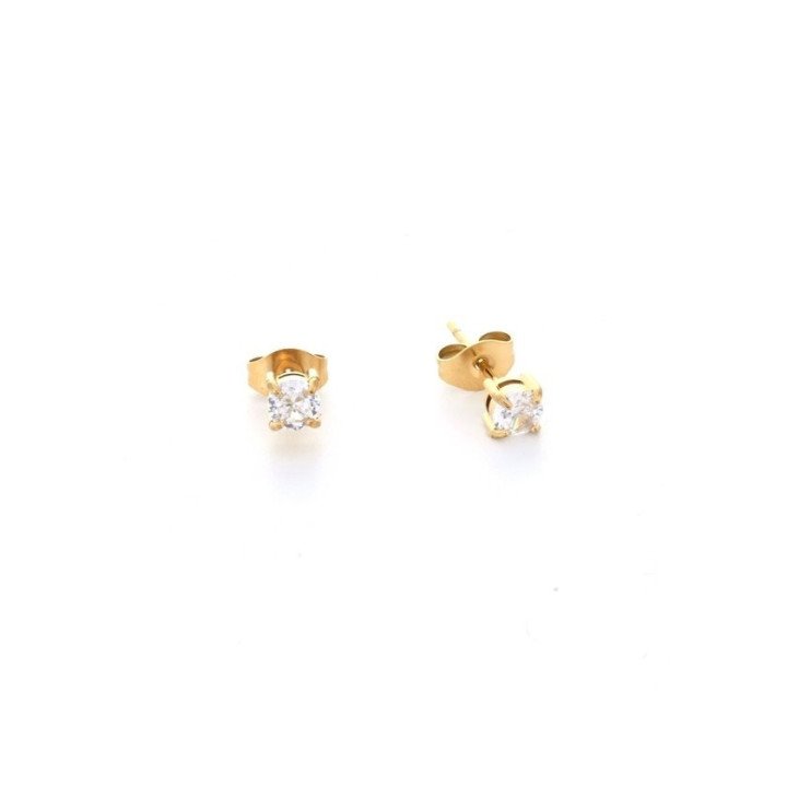 Boucles d'oreilles zircone en acier doré