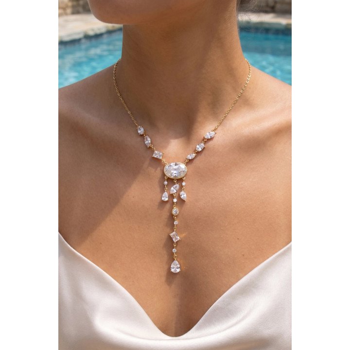 Collier plongeant zircones