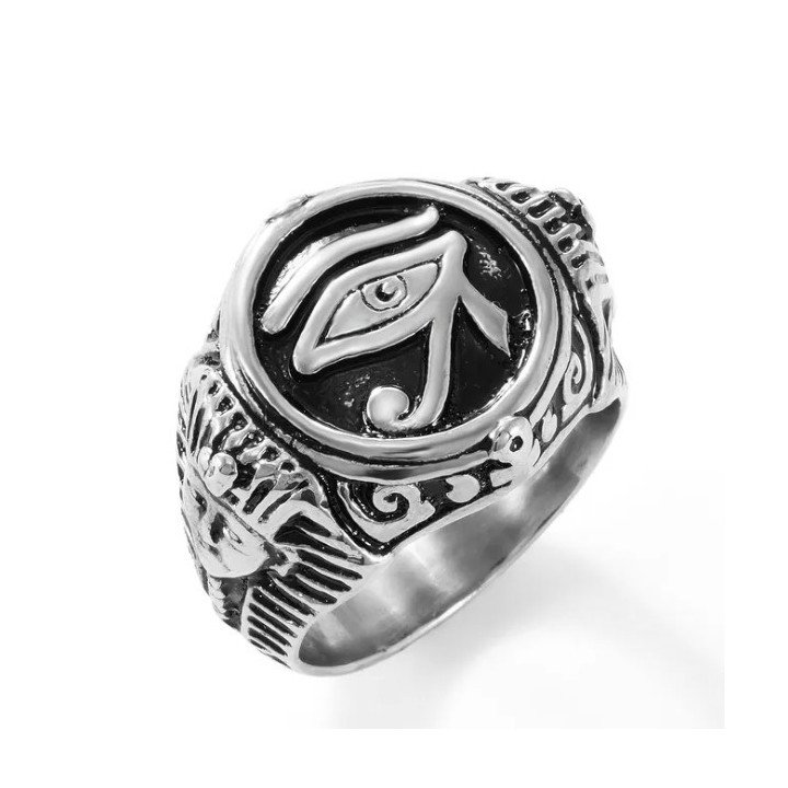 Bague Œil d’Horus en acier Style égyptien