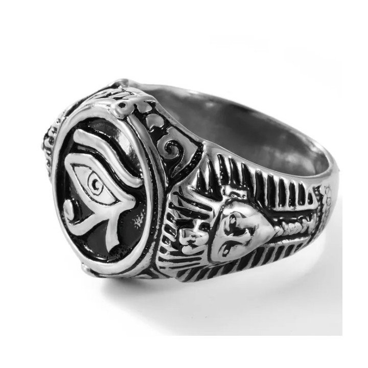 Bague Œil d’Horus en acier Style égyptien