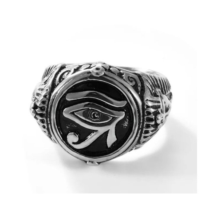 Bague Œil d’Horus en acier Style égyptien