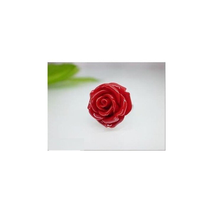 Bague rose rouge en acier et résine en 3.7 cm