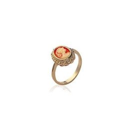 Bague camé rose en plaqué or