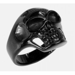 Bague skull acier noir