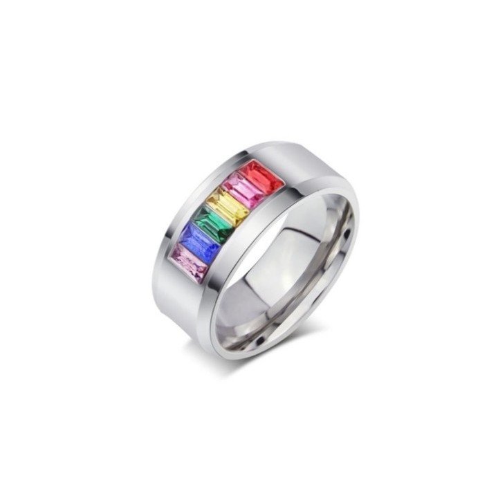 Bague Gay Pride en acier