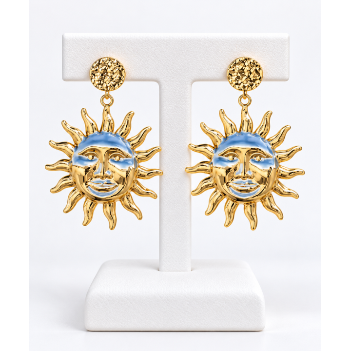 Boucles d’oreilles Soleil avec visage