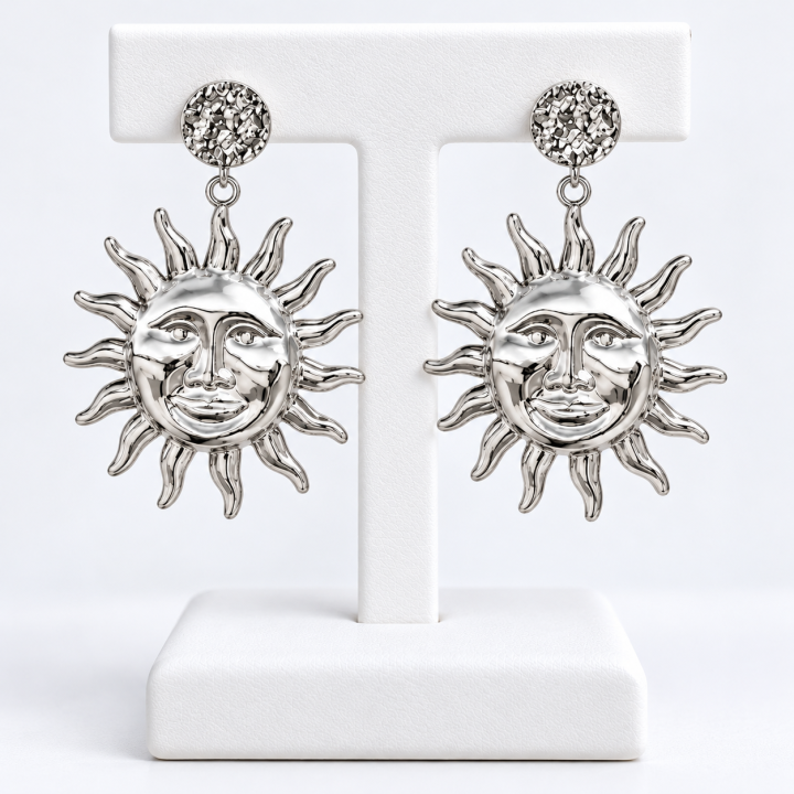 Boucles d’oreilles Soleil avec visage